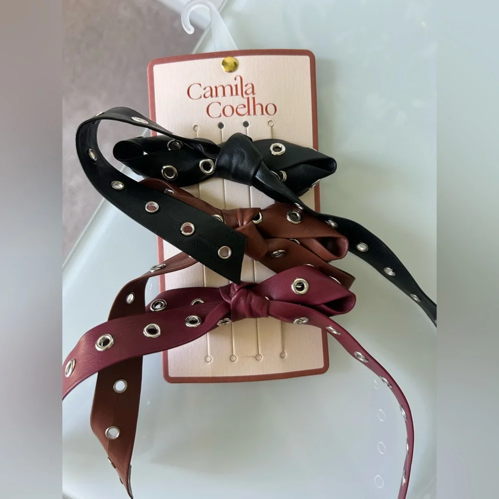 Camila Coelho Leather Hair Bow Set